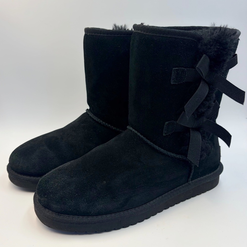 Koolaburra by UGG Victoria Short Boots‎ Black Suede Bow Womens 9